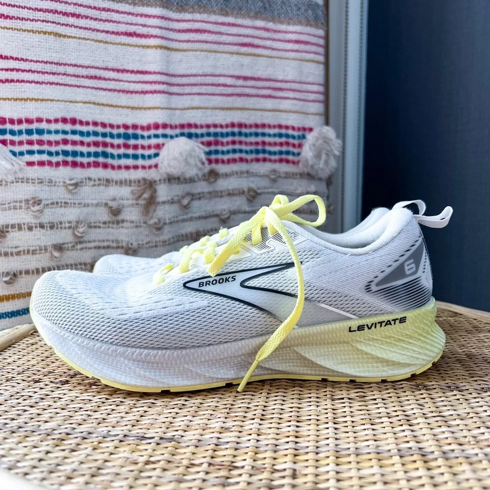 Brooks Women's White and Yellow Running Shoes - Picture 4 of 8